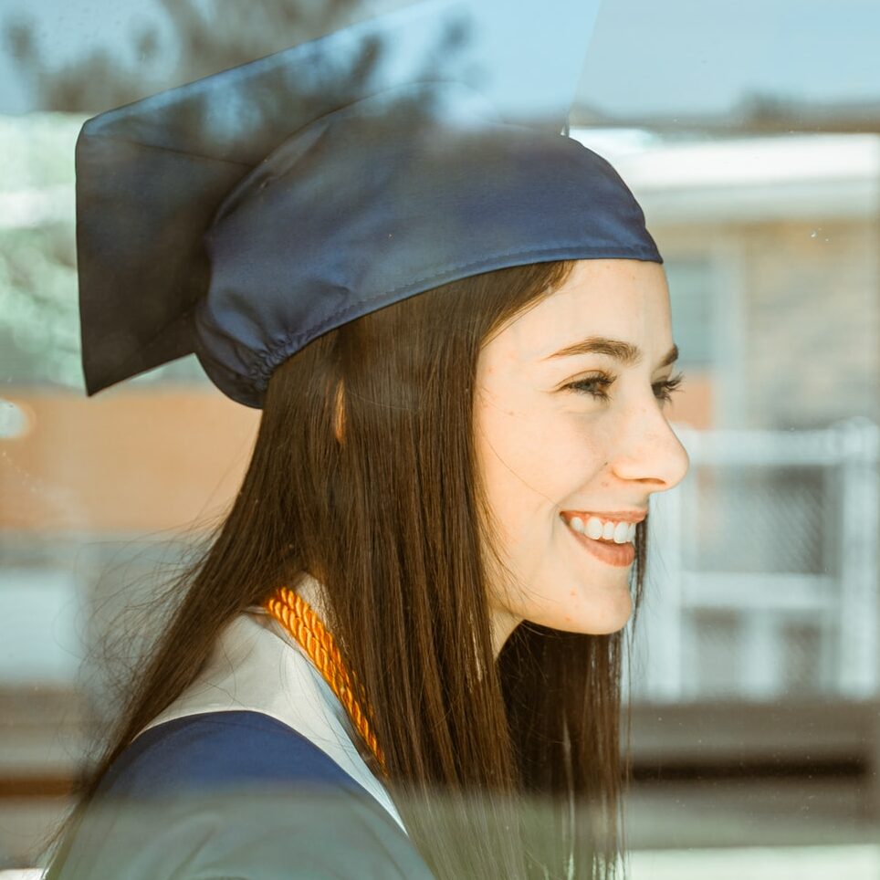 Photo of a high school girl graduating